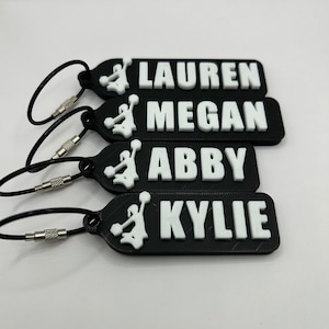 Personalized Cheerleader Keychain – Custom Name Gift for Coach, Team, Player, Sports Bag Tags, Name Tag Keychains