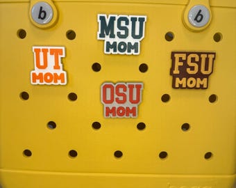 Bogg Bag College Mom, College Sports Mom Charms, University Bogg Charms, Team Spirit Bogg, Personalized School Charms