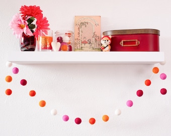 Lesbian Pride Flag Felt Ball Garland. Any Length. For Pride Month, Mantel, Door or Window Decor.