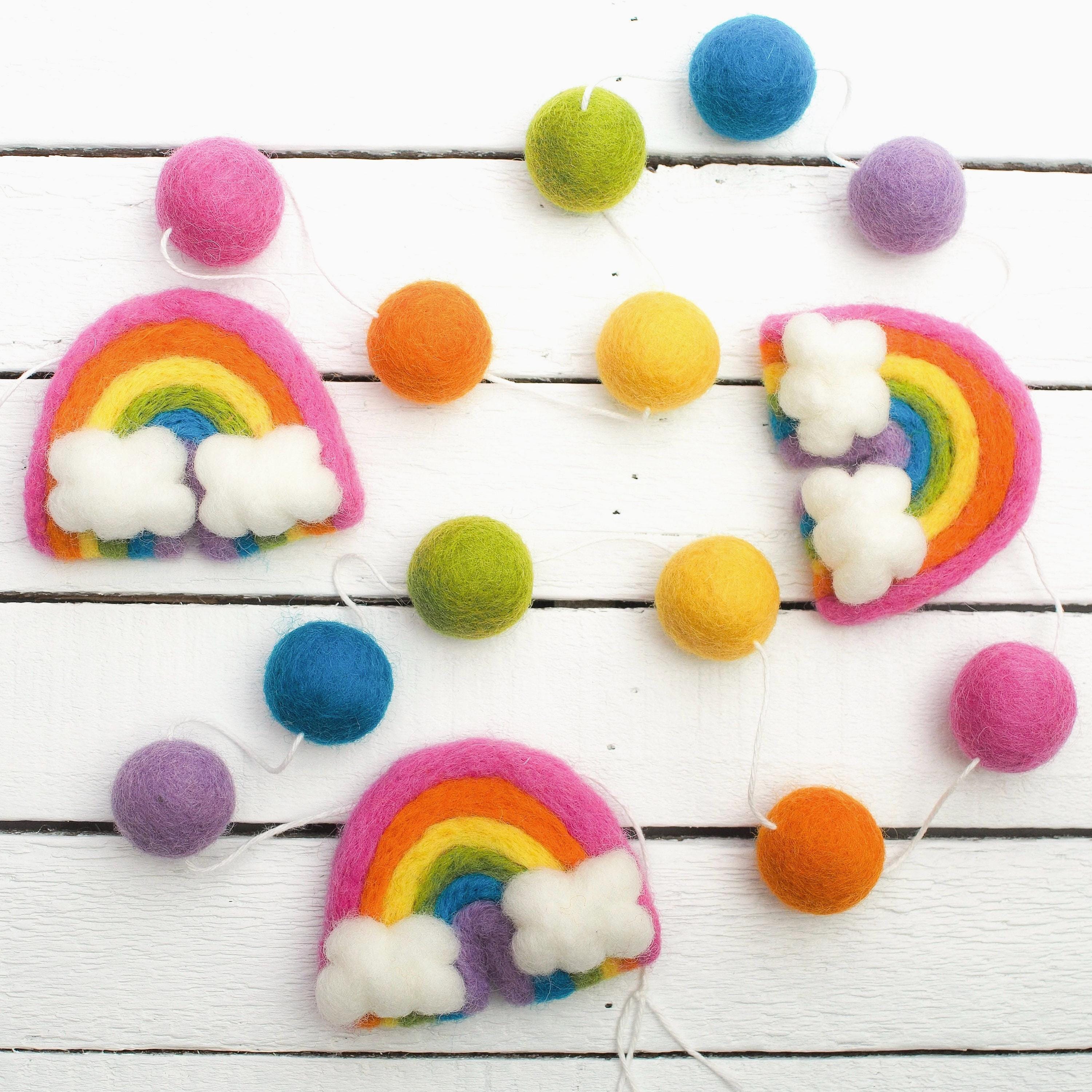 Pastel Rainbow Felt Ball Garland for Kids Room, Pride, Nursery, or ...