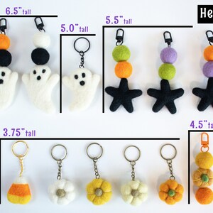 K&ouml;nnte beinhalten: Ein Set mit 10 Schl&uuml;sselanh&auml;ngern aus Filz zum Thema Halloween und Herbst. Die Schl&uuml;sselanh&auml;nger zeigen Geister, Sterne, K&uuml;rbisse und Blumen. Die Schl&uuml;sselanh&auml;nger sind in verschiedenen Farben erh&auml;ltlich, darunter Orange, Schwarz, Wei&szlig;, Gr&uuml;n und Lila. Die Schl&uuml;sselanh&auml;nger sind etwa 9,5 cm bis 16,5 cm hoch.