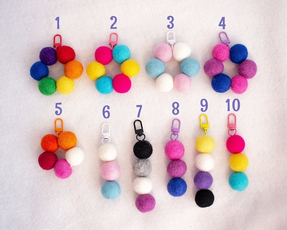 Felt Ball Pride Flag Keychain, or Ornament, Car Freshie, Backpack Zipper Pull, or Purse Charm