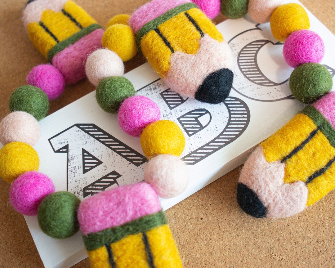 Back to School Pencil Felt Garland for Classroom Bulletin Board, Door ...