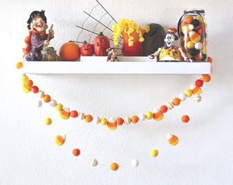 Halloween Garland - Candy Corn Felt Garland for Fall Mantel, Door, Window Decor or Party Decoration