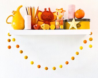 Marigold Sunshine Felt Ball Garland Yellow Orange Day of the Dead Dia de los Muertos