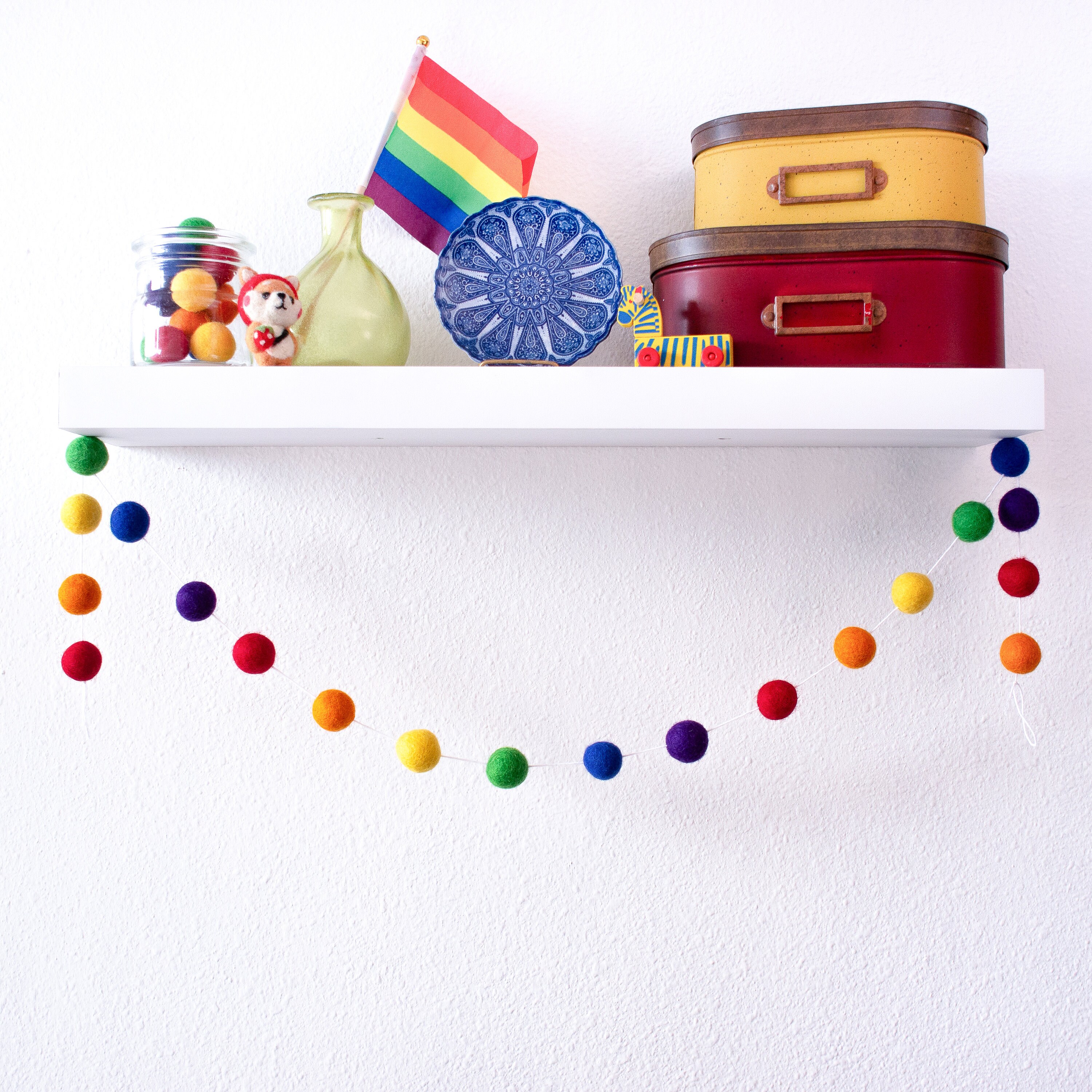 Rainbow Felt Ball Garland DIY Kit: Colorful Nursery Decor - Etsy
