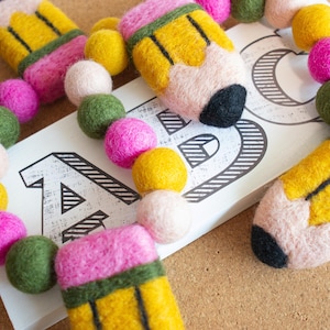Felt Pencil Garland for Back to School, Teacher Desk, and Classroom Decor. A Great Decoration for Kindergarten, Elementary, and Homeschool.