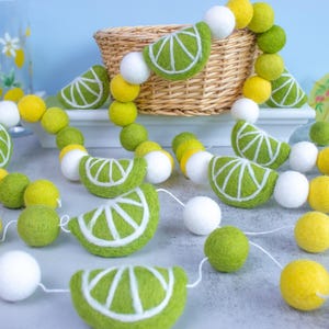 Felt Lime Summer Garland for Margarita Party or Fiesta - Use for a Felt Fruit Banner, Lemonade Stand, Mantel, Door or Window Decoration