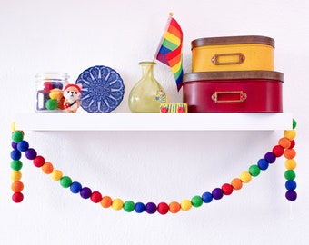 Felt Rainbow Garland for Pride Flag Rainbow Decor, ASD Neurodivergence Awareness, Classroom or Back to School Decor