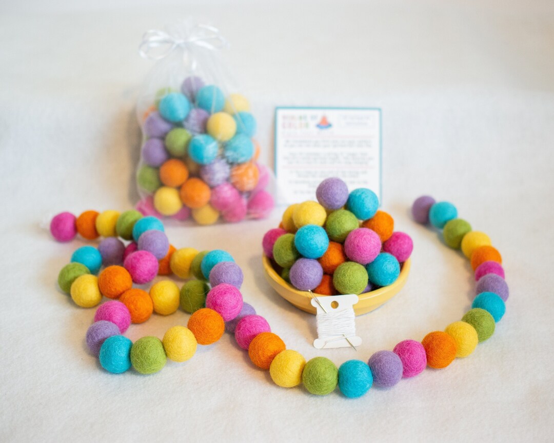 Soft Rainbow Make Your Own DIY Kit for Felt Ball Garland, for Kids ...
