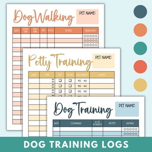 Dog Training Logs | Printable Dog Walking and Potty Training Tracking Sheets | Dog Training Tracker Digital Download |  A4 and Letter