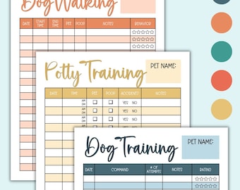 Dog Training Logs | Printable Dog Walking and Potty Training Tracking Sheets | Dog Training Tracker Digital Download |  A4 and Letter