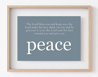 The Blessing Printable Wall Art, Modern Christian Home Decor, Minimal Bible Verse Print, Peace Poster, Neutral Faith-Based Sign