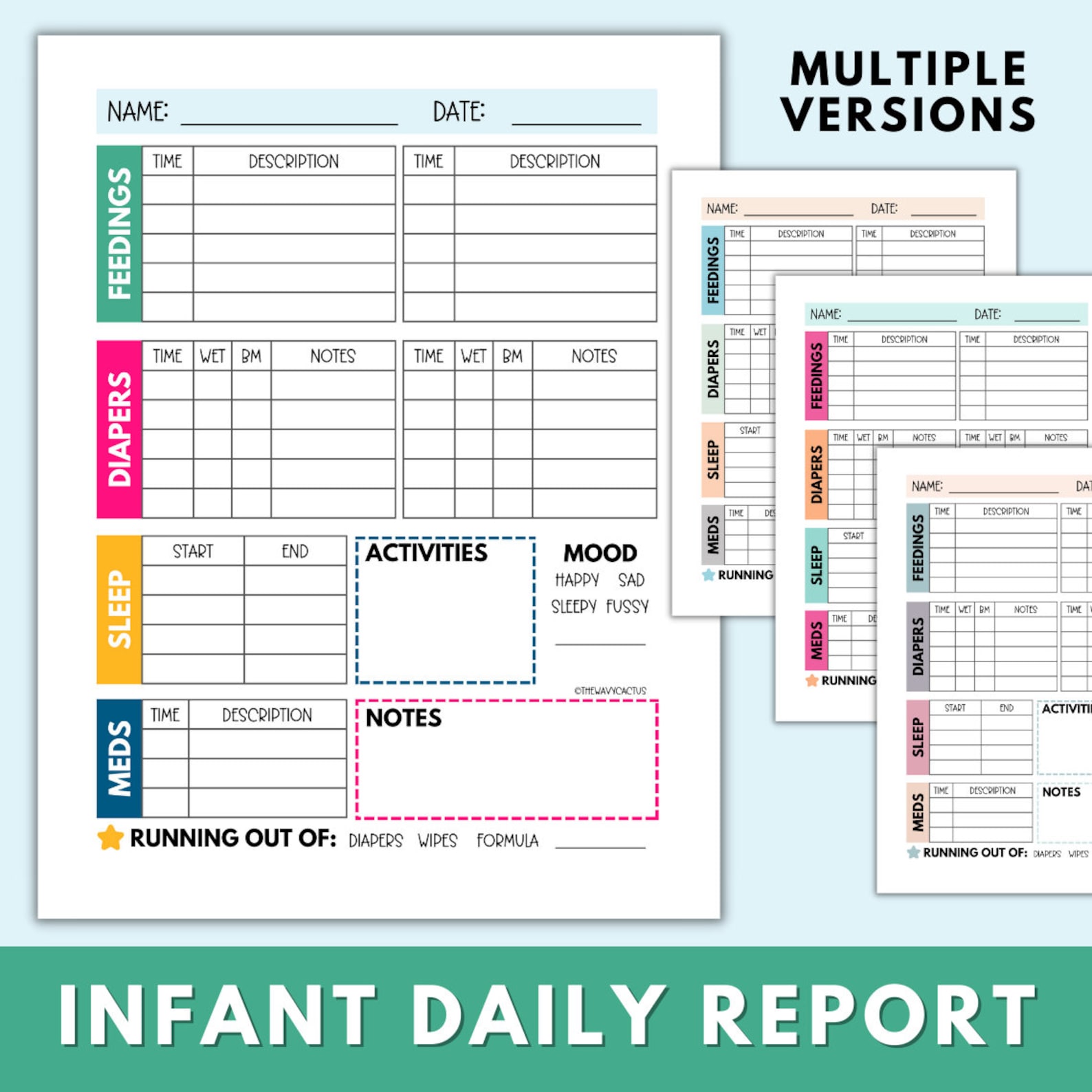 Infant Daily Report Printable | Baby Daycare Log | Babysitter Report ...
