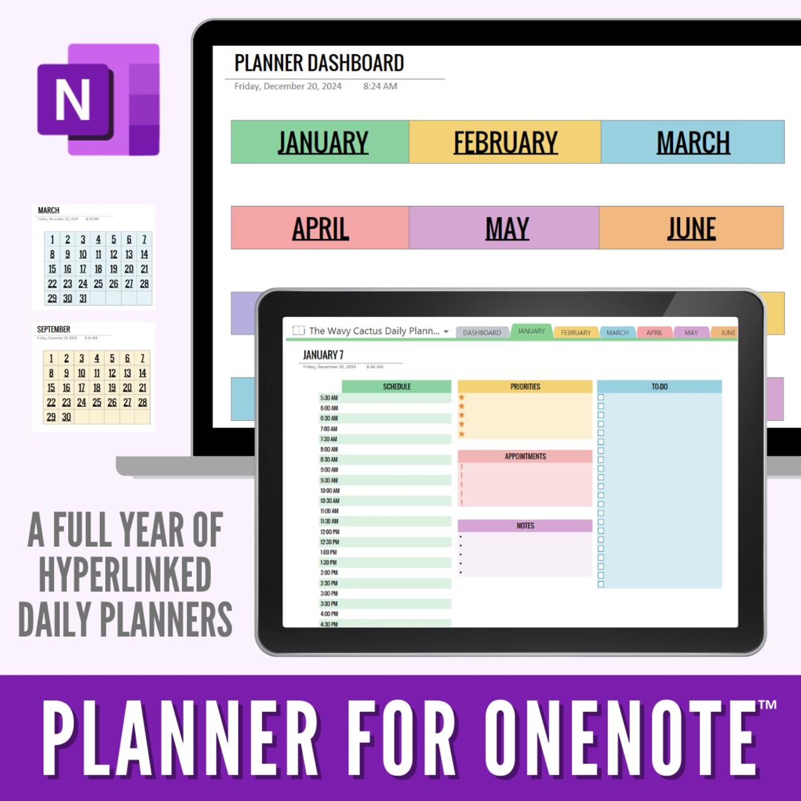 Daily Onenote Layout Colorful Planner Template for Onenote | Customizable Digital Undated ...