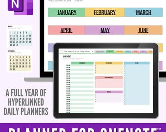 Bunte Planer Vorlage für OneNote | Anpassbare digitale undatierte Tagesplaner-Vorlage | Verlinkter Stundenplan To-Do Liste 2025