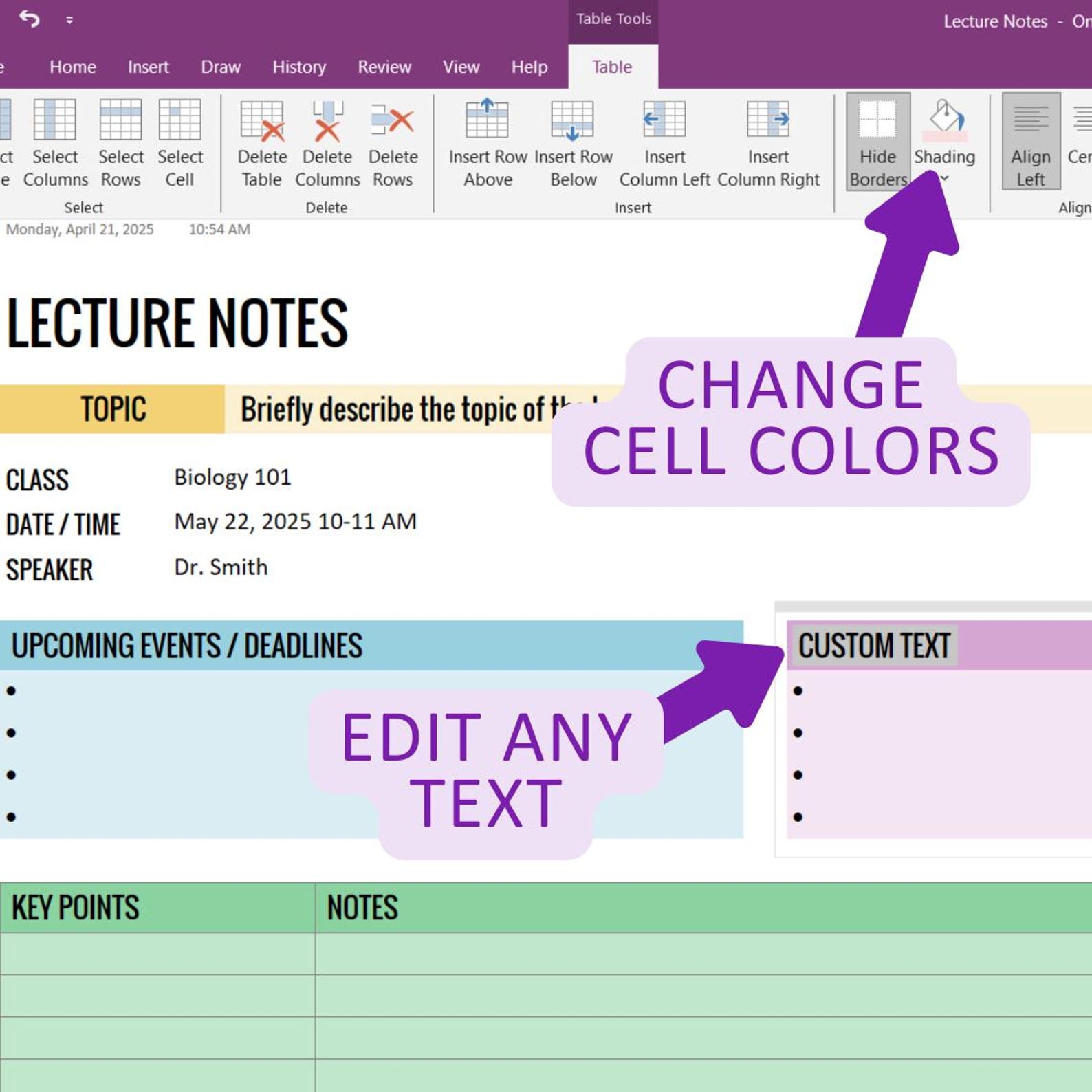 Onenote Lecture Notes Template, Customizable Digital Class Notes ...
