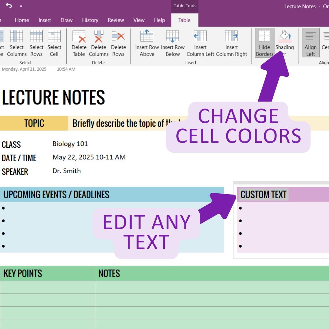 Onenote Lecture Notes Template, Customizable Digital Class Notes ...