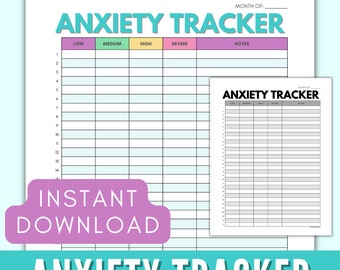 Anxiety Tracker Printable Template, Mental Health Log, Daily Stress Log, Anxiety Journal, Mood Tracker Instant Download A4 Letter pdf