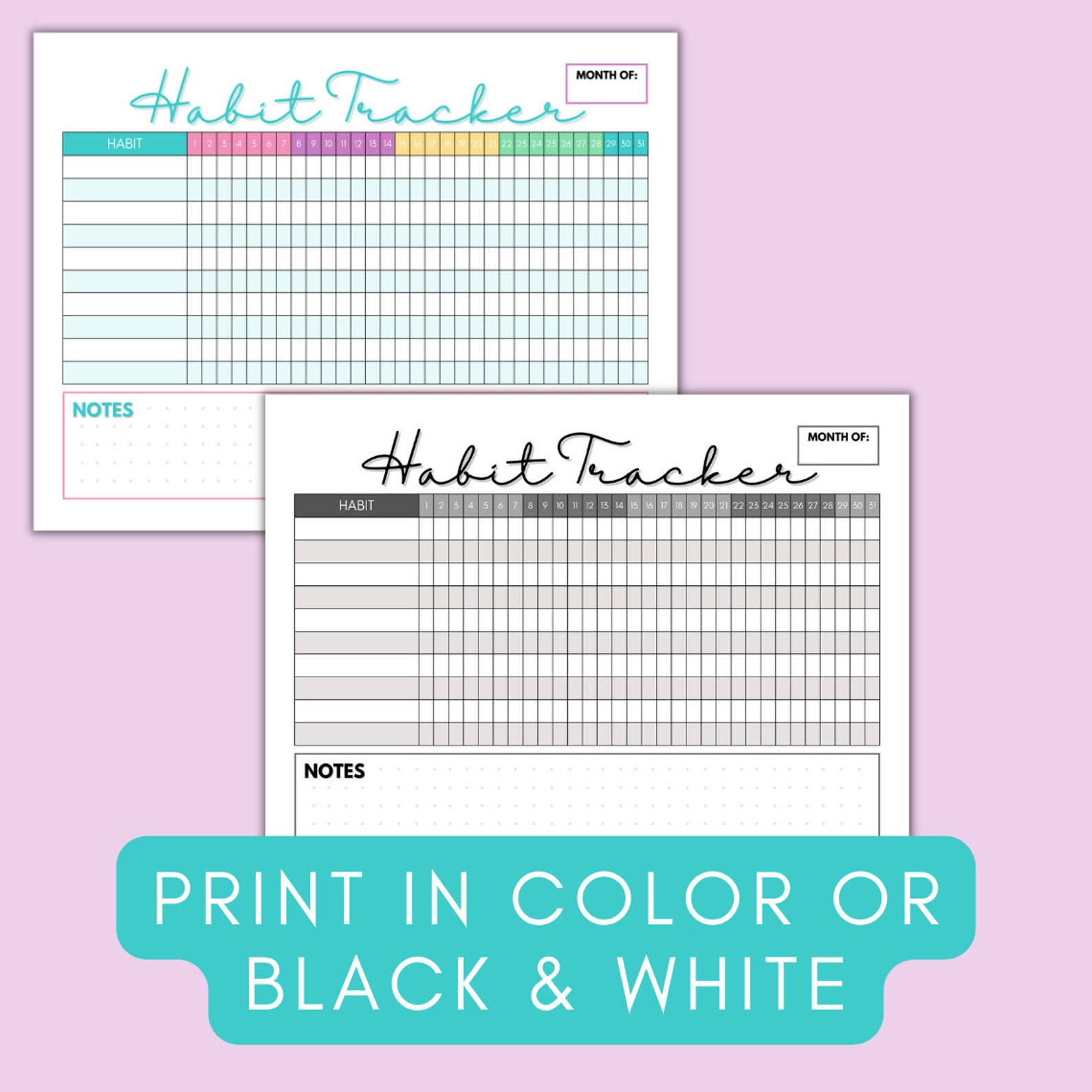 Monthly Habit Tracker Printable, Habit Tracker Template Chart, Routine ...