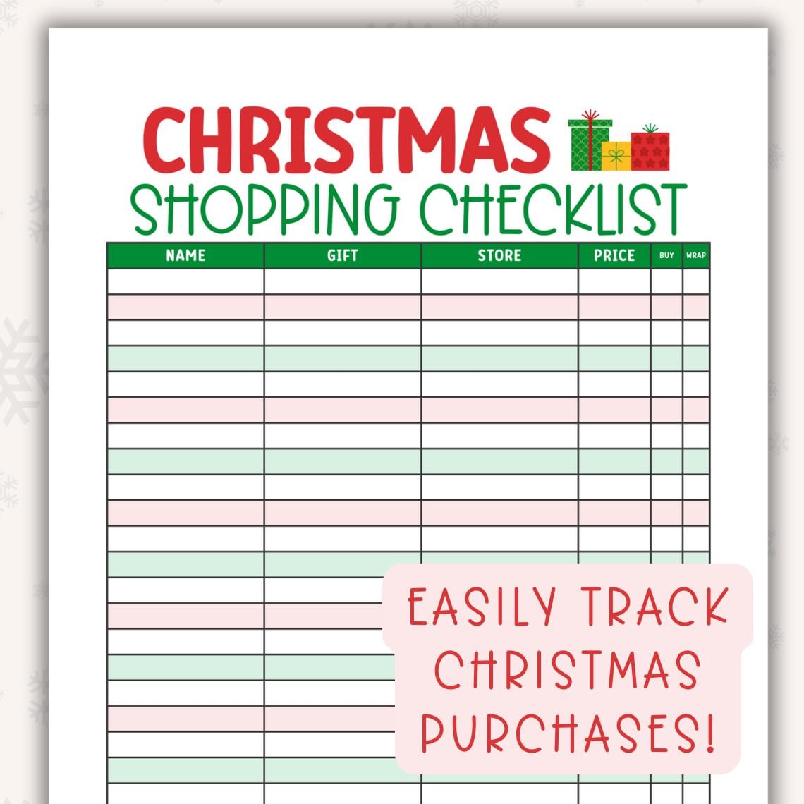 Christmas Shopping Gift List Printable, Christmas Gift Budget Tracker ...