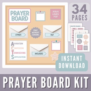 Prayer Board Kit zum ausdrucken, Neutrale Gebetskarten, bunte Prayer Vision Board Collage, Prayer Bulletin Board, Organisieren das Gebetsleben pdf