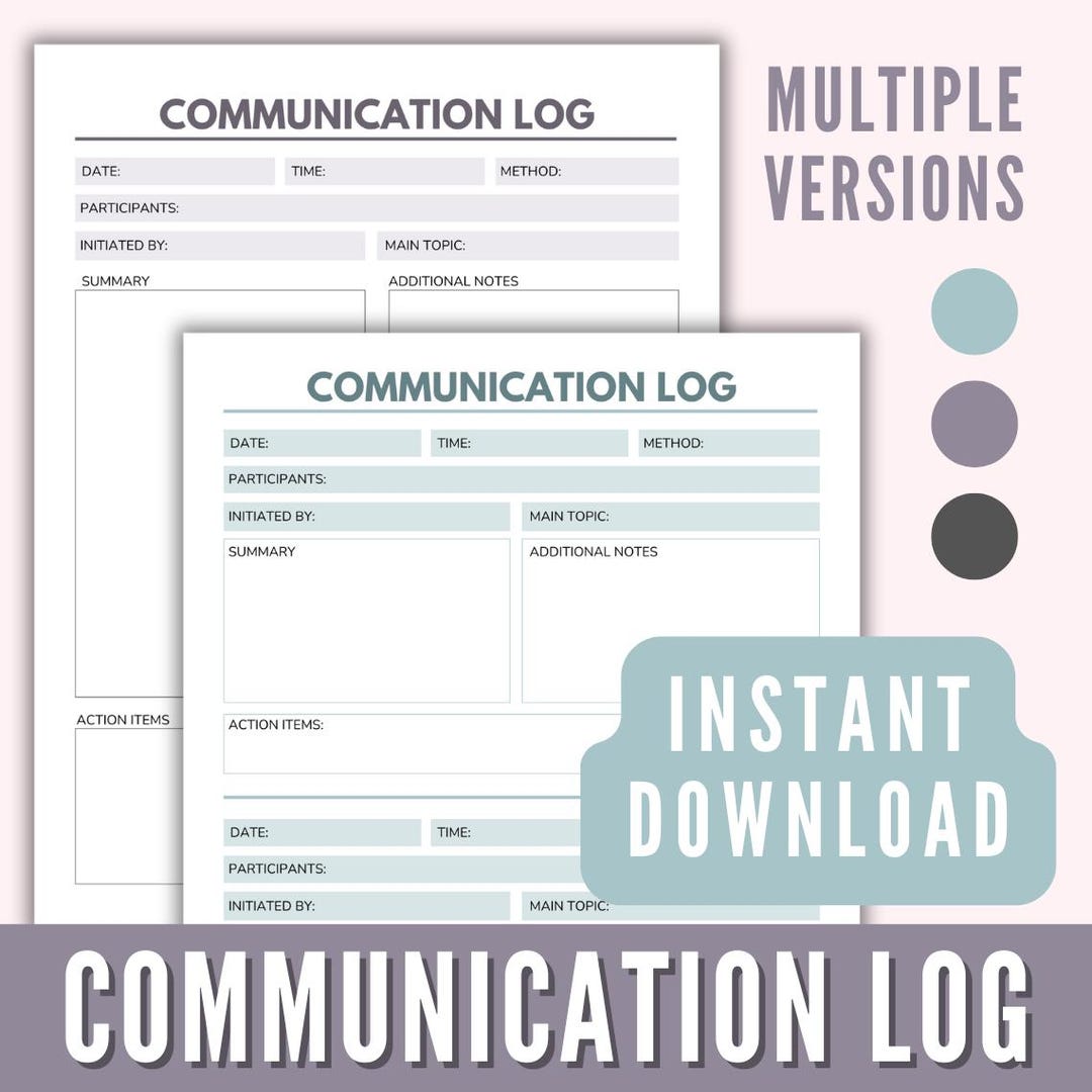Communication Log Printable, Minimal Daily Call Log Template, Parent ...