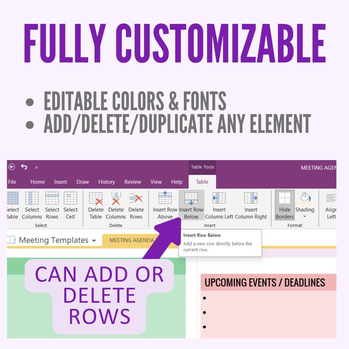 Onenote Meeting Notes Template, Customizable Digital Meeting Agenda ...