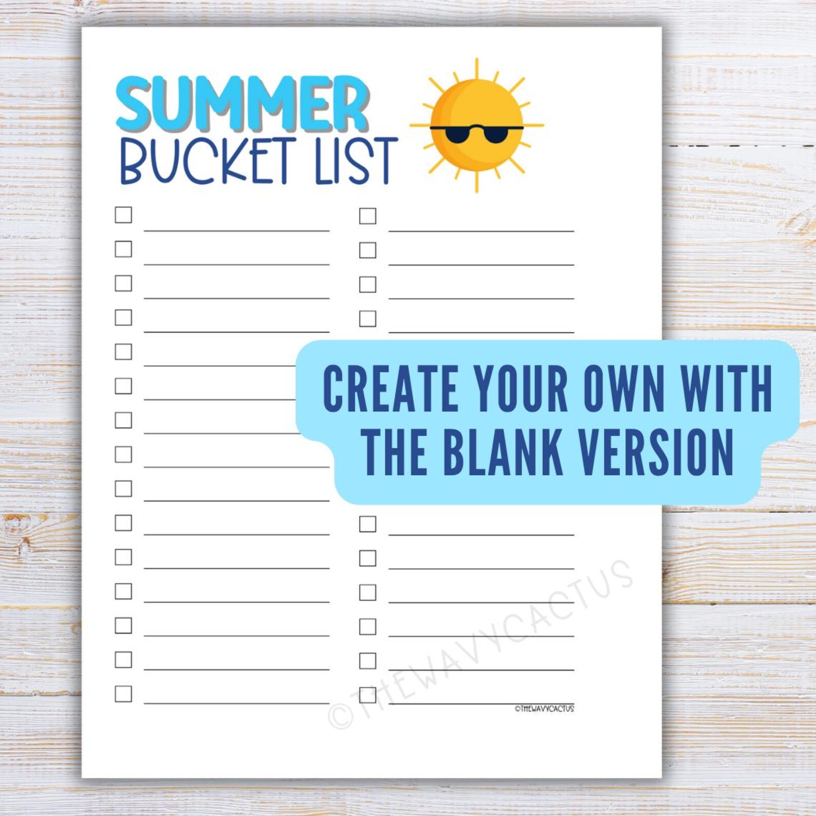 Printable Summer Bucket List for Kids & Teens, Multiple Versions for ...