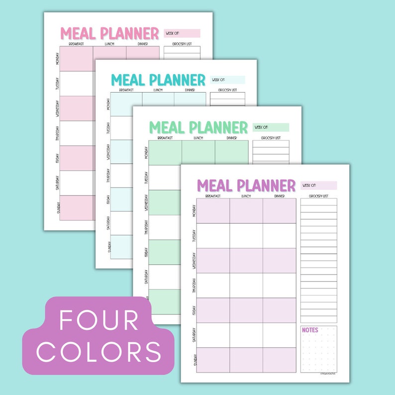 Weekly Meal Planner Printable Template, 7 Day Menu Recipe Planner With ...