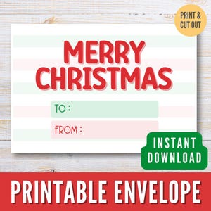 Plantilla de sobre de dinero de Feliz Navidad, sobre de regalo navideño imprimible, sobre de Navidad imprimible, linda billetera de regalo, descarga instantánea en formato PDF