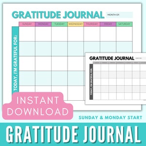 Diario de gratitud imprimible, rastreador mensual imprimible Calendario sin fecha, Diario de salud mental, Registro diario de agradecimiento Carta A4 Descargar pdf