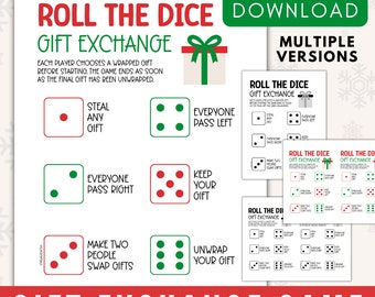 クリスマス ダイス ゲーム 印刷可能なクリスマス ギフト交換ゲーム、クリスマス パーティー ゲーム、ホリデー プレゼント交換、クリスマス ギフト ゲーム デジタル ダウンロード