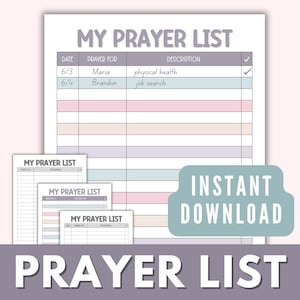 Gebetsliste druckbare Tracker, tägliche Gebetsanfragen druckbare Planer, bunte Gebetswochenplaner, Boho Christian Printable