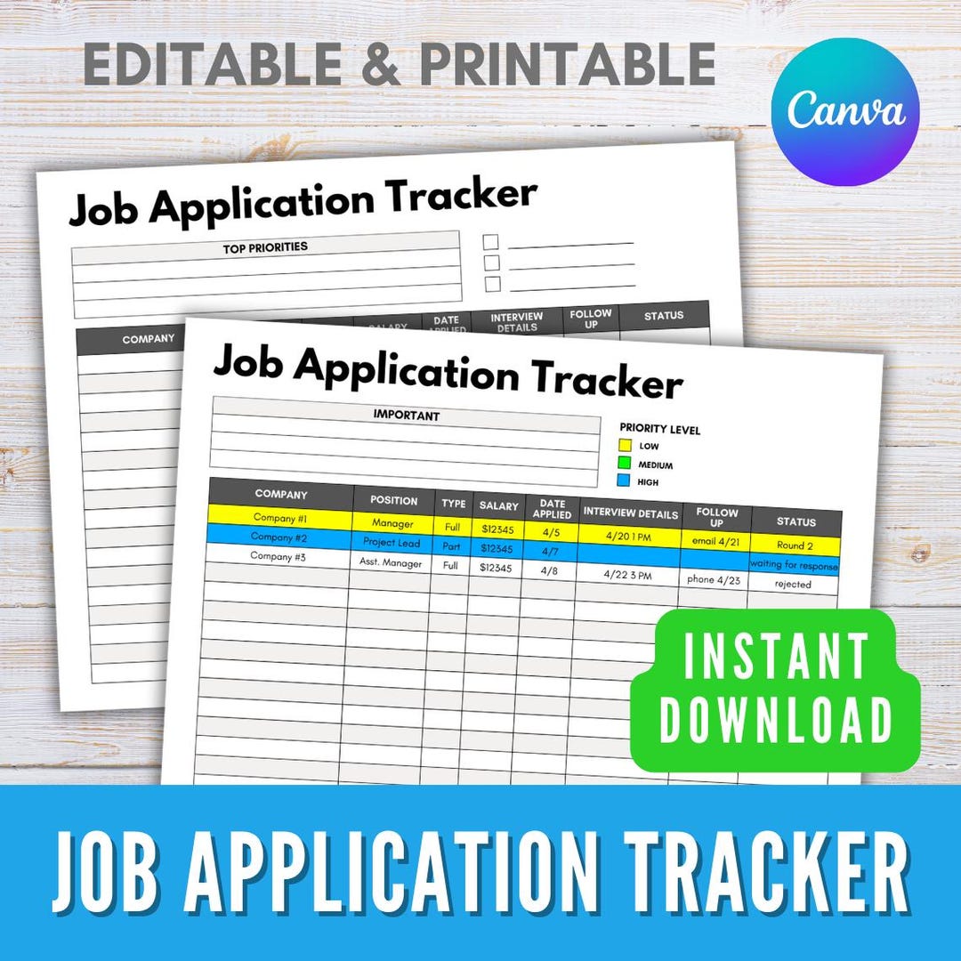 Job Interview Tag Log Script Job Application Tracker, Printable and Editable Tracker, Job ...