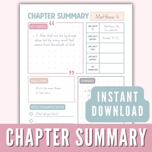 Könnte beinhalten: Ein druckbares Arbeitsblatt zur Zusammenfassung von Kapitel 4 des Matthäus-Evangeliums in der Bibel. Das Arbeitsblatt enthält Abschnitte für Schlüsselverse, das Hauptthema, die Zusammenfassung, den Autor, die Entstehungszeit, die Zielgruppe, den Grund für die Niederschrift und die wichtigsten Personen.