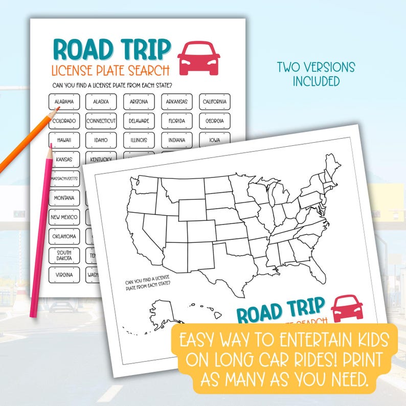 Fun Worksheets For Car Rides Printable Car Ride Game, Kids Road Trip Activity, Printable Family Road ...
