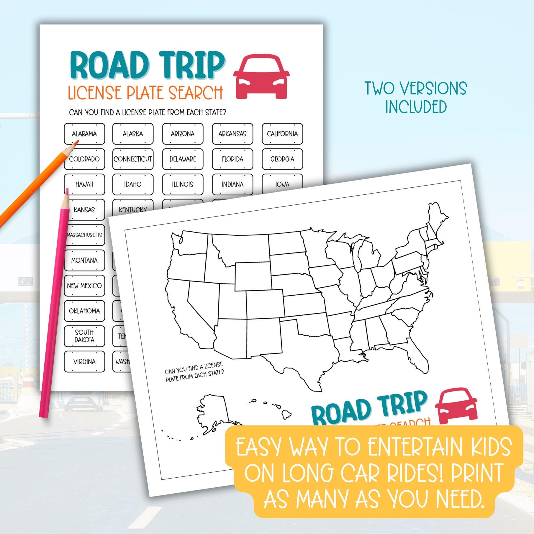 Printable Car Ride Game, Kids Road Trip Activity, Printable Family Road ...