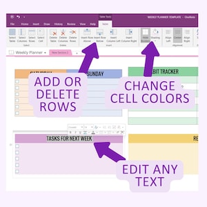 Onenote Weekly Planner Template, Colorful Minimalist Digital Planner ...