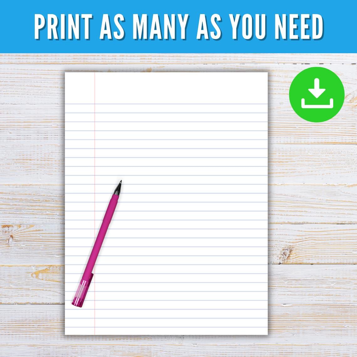 Notebook Paper Printable Lined Paper, Wide Rule College Rule Notes ...