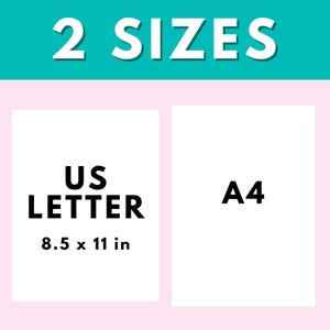Puede incluir: Dos cuadrados blancos con texto negro. El cuadrado de la izquierda dice "US LETTER 8.5 x 11 in". El cuadrado de la derecha dice "A4".