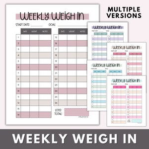 Wekelijks wegen in afdrukbare gewichtsverliesreisgrafieksjabloon Gewichtstracker | Digitale download Tracker voor wekelijkse gewichtsmeting