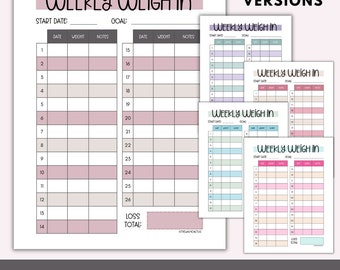 Weekly Weigh In Printable Weight Loss Journey Chart Template Weight Tracker | Digital Download Weekly Weight Measurement Tracker