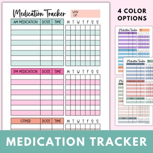 Registro de medicación Descarga digital / Programa de medicación imprimible / Seguimiento semanal de medicación / Seguimiento de toma de medicación / Formato A4 y carta