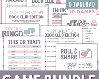 Book Club Game BUNDLE, Printable Games for Book Club Meeting, Book Club Icebreaker Activities, Get to Know You Games, Instant Download