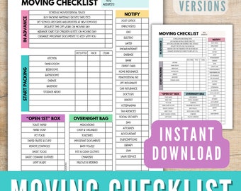 Moving Checklist Printable, Colorful Moving Planner, Relocation Checklist, Moving Binder, Moving To-Do List, Real Estate Moving Flyer pdf
