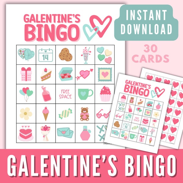 Galentines Day Bingo Cards, Galentines Day Party Game, Valentines Day Ladies Night Printable Instant Download, V-Day Game for Kids & Adults