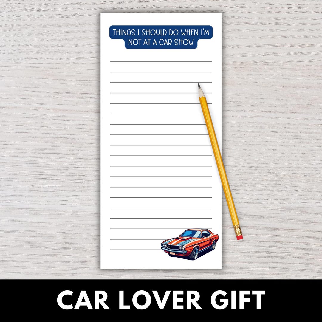 Vintage Car Lover Gift Magnetic Notepad, Car Show Fanatic Gift Idea for ...