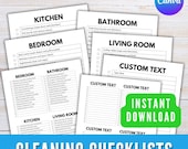 Printable Cleaning Checklists PDF & Editable Canva Templates, Cleaning To Do Lists, Editable Cleaning List, Household Chore Chart