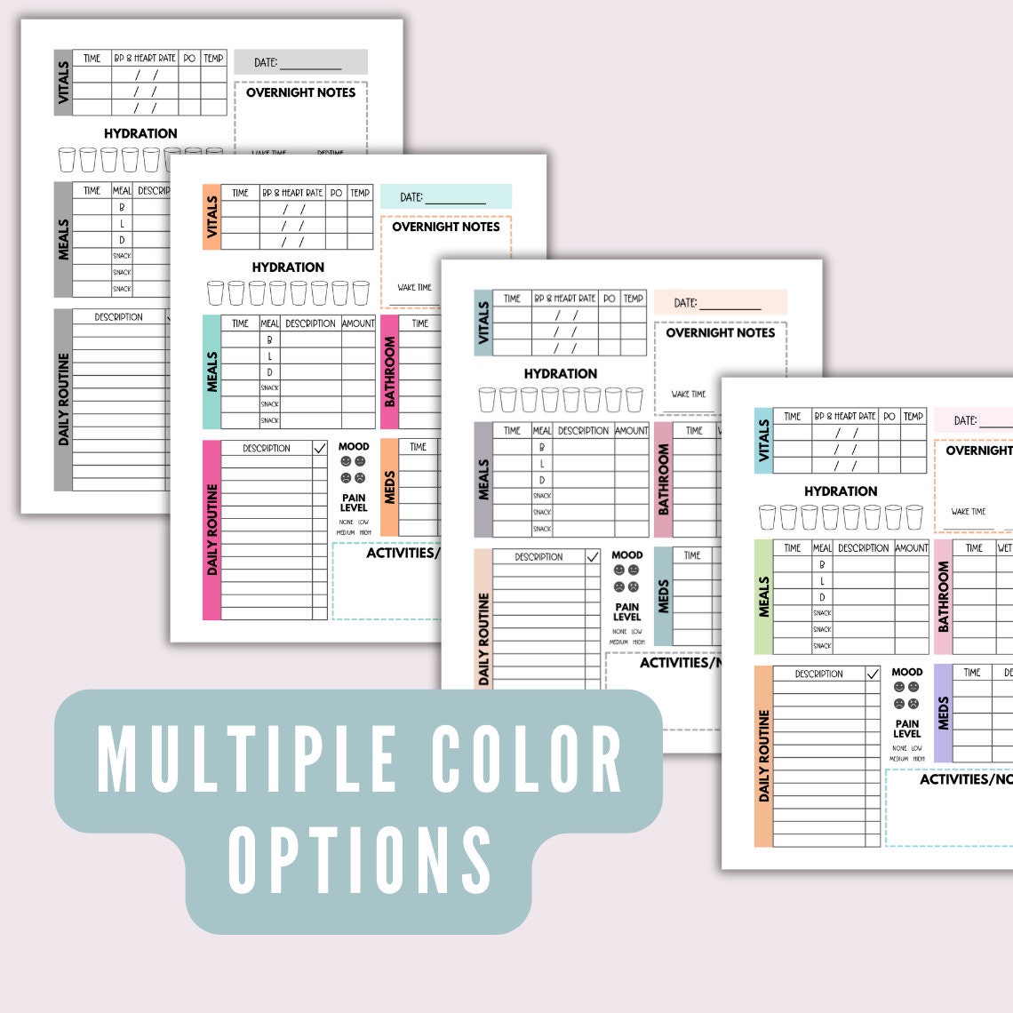 Caregiver Log Printable With Overnight Notes, Caregiver Daily Log ...